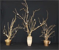 3 Gold Twig Vases