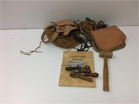 Lot of Leather and Leather Working Tools