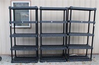 3 Plastic Shelving Units