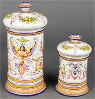 Ginori MTC Paint Decorated Apothecary Jars, 2