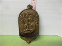 LARGE HEAVY BRASS-CAST ANTIQUE HOLY WATER FONT