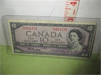 1954 CANADA 10 DOLLAR BILL