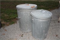 2 Galvanized Trash Cans