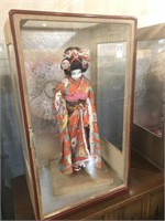 Japanese Geisha Figure in Case