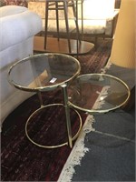Pair of Brass and Glass Fold Out End Tables