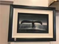 Signed Oil Painting of a Whales Tail