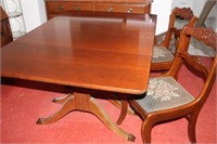 Drop-Leaf Dining Table w/6 Chairs & 3 Leaves