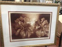 Framed and Double Matted Print "Hibiscus" Signed
