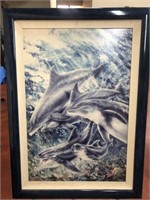 Framed Print of Dolphins by Artist Linda Thompson