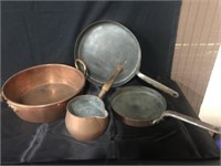Copper Pots and Pans, 4 Piece