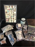 Gemstones in Case, Beads, Sea Glass, Stones