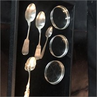 Sterling Silver Spoons and Coasters
