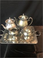 Silver over Copper Tea Set