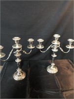 Pr. Silver Plated 3 light candleabra