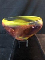 Multi Colored Art Glass Bowl Signed P. Pel