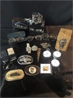 Lighters, Pocket watch, belt buckles and more