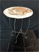 Swirl Top Plant Stand with Metal Base
