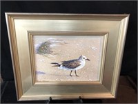 Acrylic on Board of Sandpiper, Signed