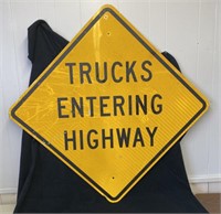 "Truck's Entering Highway" Metal Sign