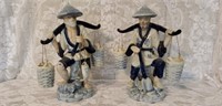 Lot of 2 Porcelain Asian Fishermen