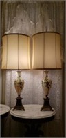 Nice Pair Vintage Glass & Metal Decor Lamps