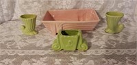 4 Piece lot of Vintage Pottery Planters