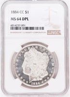 Coin 1884-CC Morgan Silver Dollar NGC MS64 DPL