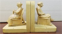 Book Ends Wood Signed Gerard Fortin Vintage