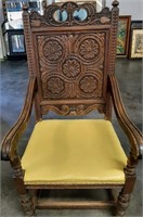 Antique Spanish Style Hihgly Carved Armchair