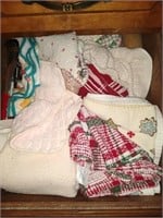 Estate lot of 2 drawers of hand towels & misc
