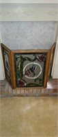 Beautiful 3 panel hand painted stained glass decor