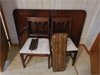 Beautiful mahogany table top, 2 chairs, ect