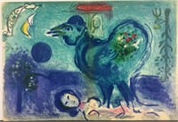 Marc Chagall. Lithograph. Paysage au Coq. 1958.