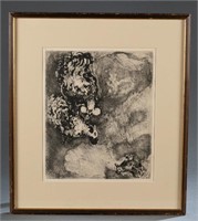 Marc Chagall. Etching. Two Roosters.