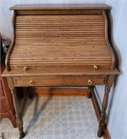 Vintage Wooden Roll Top Secretary Desk