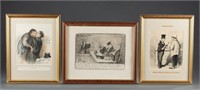 Daumier. 3 Lithographs from Les Gen De Justice.