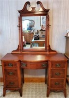 Beautiful Antique Wooden 7 Drawer Vanity & Mirror