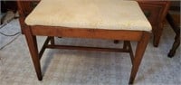 Vintage Wooden Stool with Upholstered Seat