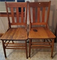 Pair of Vintage Solid Pine Chairs