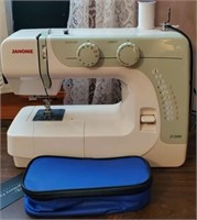 Vintage Janome Sewing Machine & Fabric