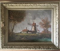 Windmill Artwork W/ Ornate Frame
