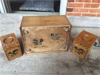 3 Piece Rooster Breadbox & Cannisters