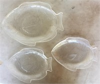 Lot of 3 Glass Fish Dishes
