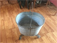 Vintage Rolling Metal Mop Bucket