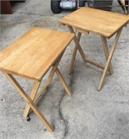 Pair of Folding Wood Dinner Trays