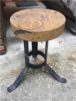 Short Metal & Wood Stool