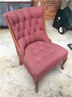 Red Fabric Button Back Chair