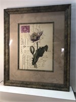 Beautiful framed matted under glass floral
