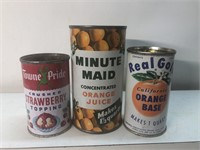 Vintage lot of advertising juice cans Minute Maid