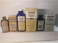 Vintage lot of pharmacy bottles boxes and